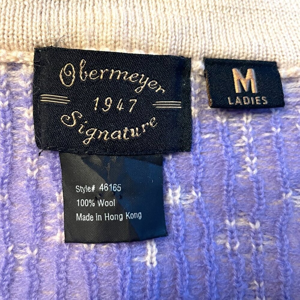 Obermeyer 100% Wool Cardigan Sweater M Full Zip Snowflake Cream - Picture 4 of 9